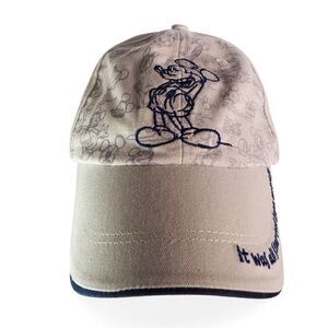 Disney Parks Mickey Mouse "It Was All Started by a Mouse" Strapback Hat Adult OS